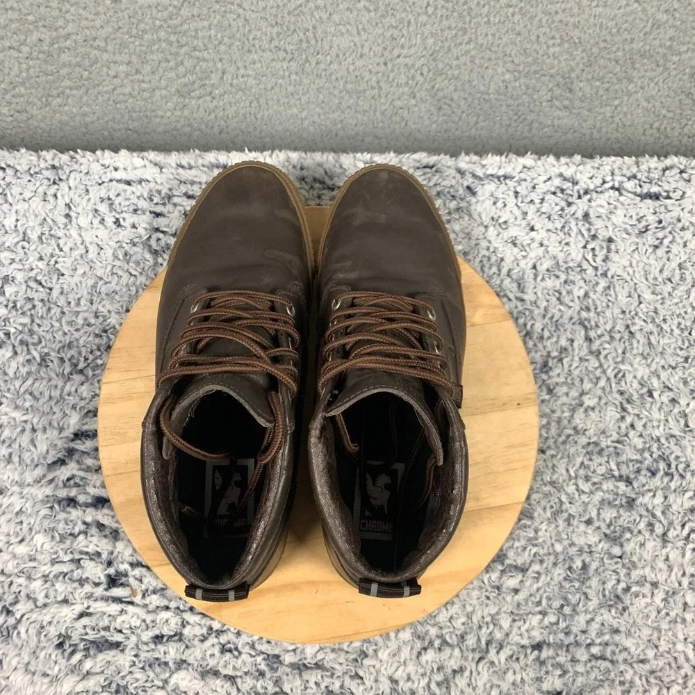 Chrome Industries Storm 415 Leather‎ Workboot Men's 9 Amber /Gum Waterproof $150